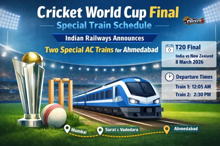 Cricket World Cup Final Special Train Schedule